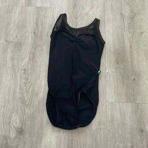 Lucky leo extract small sweetheart neckline mesh, black leotard